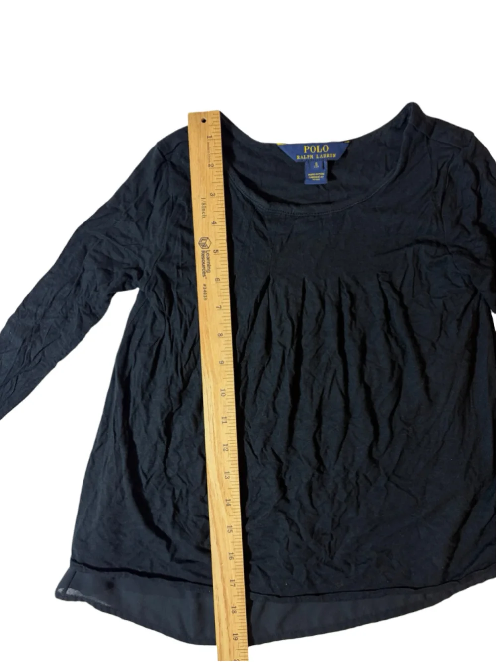 Polo Ralph Lauren Girl’s Black Long Sleeve Knit Top w/ Chiffon Hem – Size S (7)